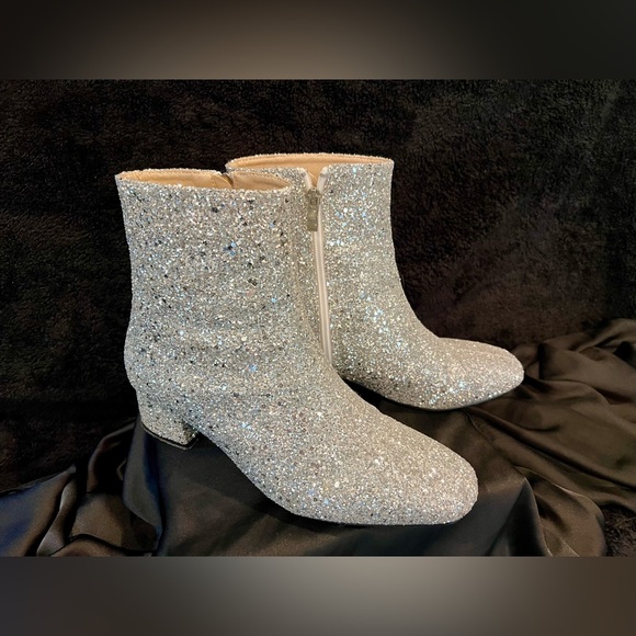 Silver Glitter Ankle Boots - Picture 1 of 5